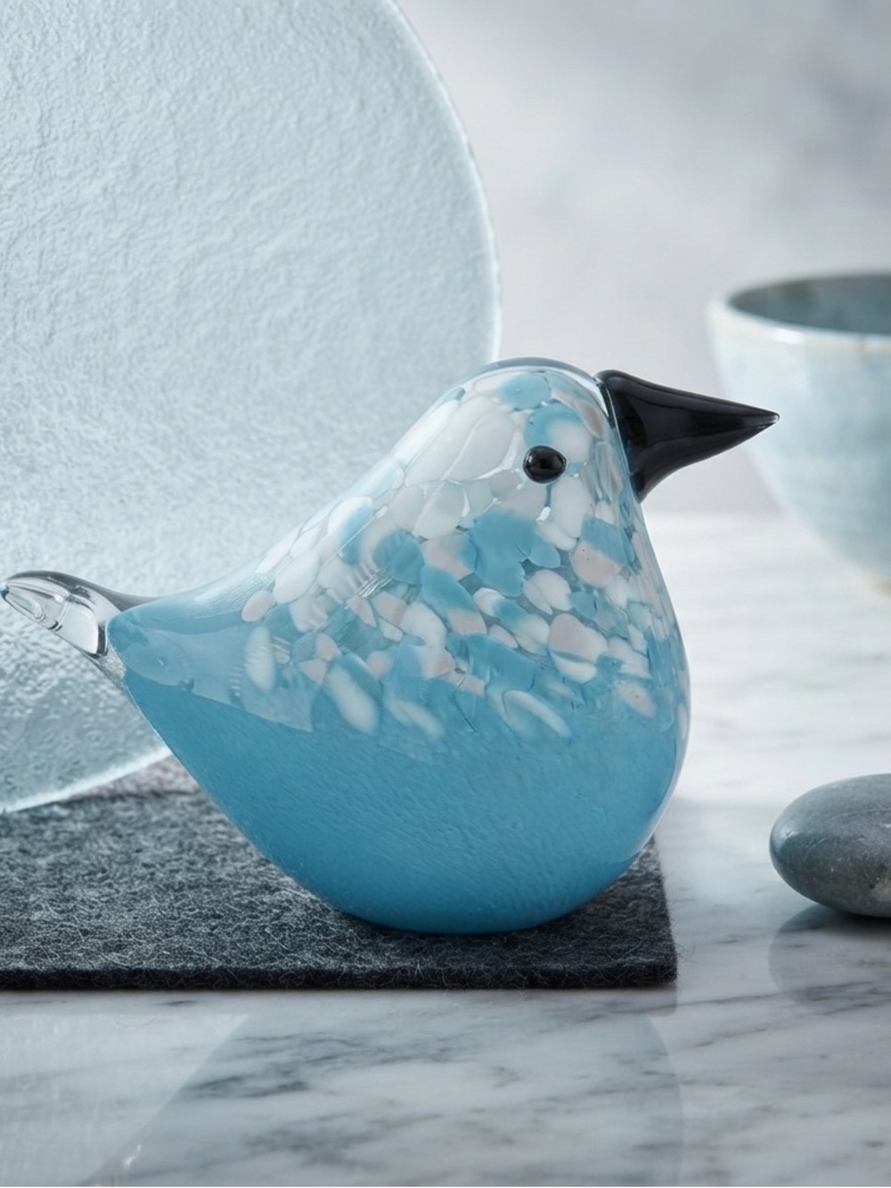HQT-Blue and White Glass Bird Figurine